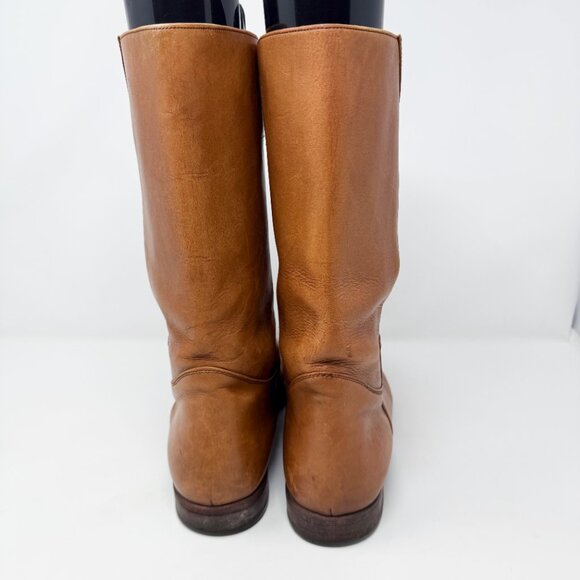 Vintage HipOppoTamus Cognac Brown Leather Mid Calf Boots Men's Size 9.5 Pull On - Picture 5 of 10